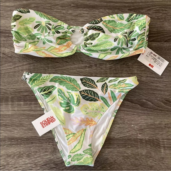 NWT Set Solid & Striped The Tati Palm Leaf Bikini S Bottom & XL Top - Picture 3 of 5